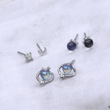 銀河宇宙之心&times;三套件耳環組