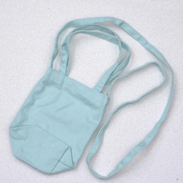 素面帆布水杯袋×手提兩用×斜背袋×水藍