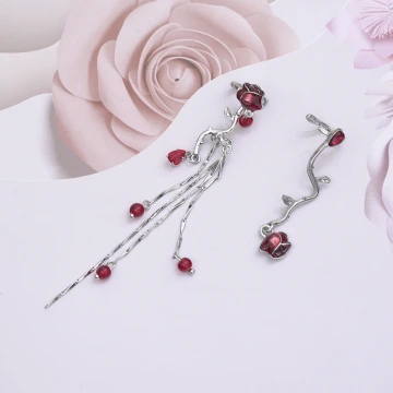 血色玫瑰&times;U型耳骨夾
