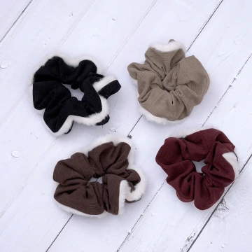 燈芯絨毛邊×大腸圈髮束×共四色