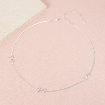 三蝴蝶結×扁形蛇骨×鎖骨項鍊