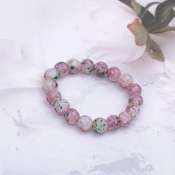 紅櫻綠柳琉璃珠×固定式串珠手鍊