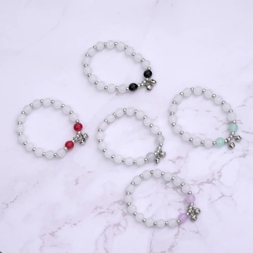 冰透感水晶鈴鐺×固定式串珠手鍊×共五色