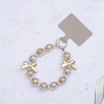 輕奢水晶球蝴蝶結&times;手機腕帶掛繩&times;金色
