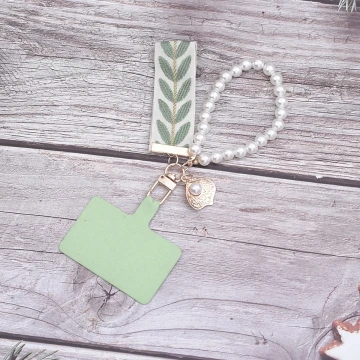 小清新貝殼織帶×手機手提吊飾掛繩×綠色