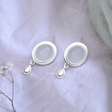 亞光貓眼石水滴&times;吊墜耳環