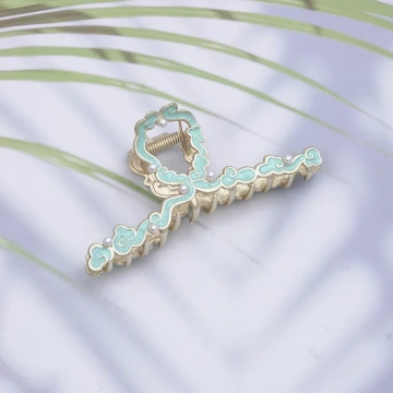 古風藍綠祥雲×鯊魚夾