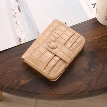 簡約鱷魚紋皮革×風琴卡夾×黃色