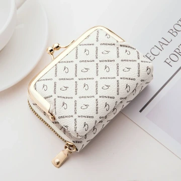 印花零錢口金包×雙層可拆×風琴卡夾×棕咖