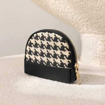 千鳥紋&times;拉鍊零錢包&times;黑色