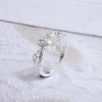 925銀飾&times;愛心蝴蝶酥鍊條&times;開口戒指