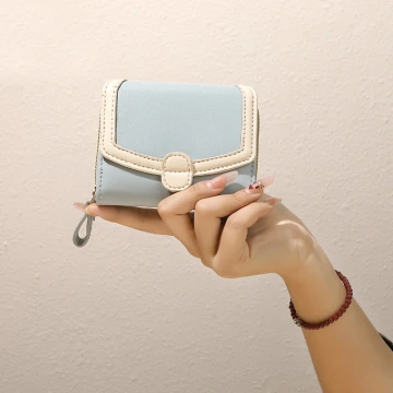 都會風多巴胺×三折短皮夾×藍色