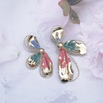 琺瑯金屬大花朵×蚊香盤U型耳夾