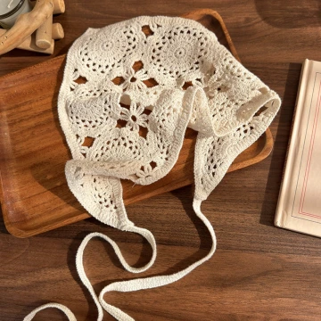 針織鏤空大圓花&times;三角頭巾