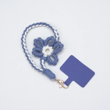 針織小花兒×手機腕帶掛繩×深藍