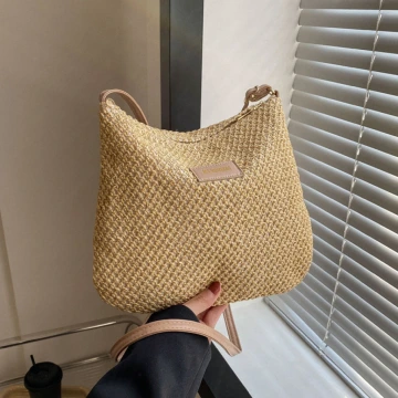 拉菲草編織×斜背包×卡其