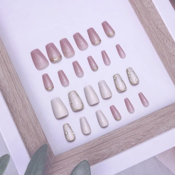 冰白溫柔粉紅亮面×穿戴式手指甲片×二十四入