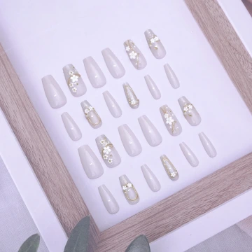 梅花烙銀粉亮面×穿戴式手指甲片×二十四入