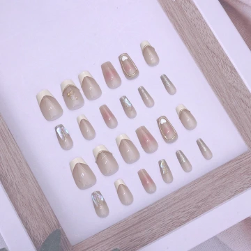 法式粉紅愛心亮面&times;穿戴式手指甲片&times;二十四入