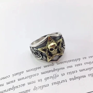 美式&times;復古&times;五角星骷髏&times;開口戒指