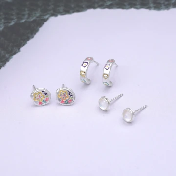 繽紛小花字母×三套件耳環組