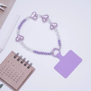 三心相連×手機腕帶掛繩×紫色