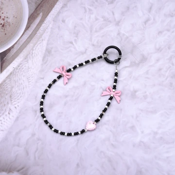 暗黑芭蕾蝴蝶結&times;手機腕帶掛繩&times;粉紅