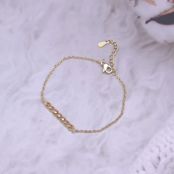 金色編織一字晶鑽×手鍊