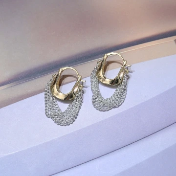 金屬鍊條流蘇×耳扣