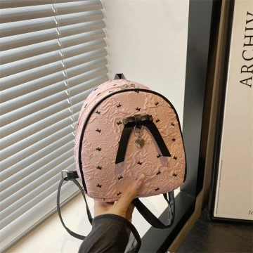 甜心蝴蝶結抓皺感×後背包×粉紅