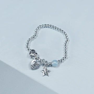 酷銀愛心星星&times;彈性繩手鍊