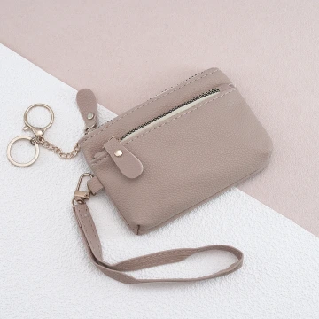 皮革多層鑰匙扣&times;手拿零錢包&times;卡其