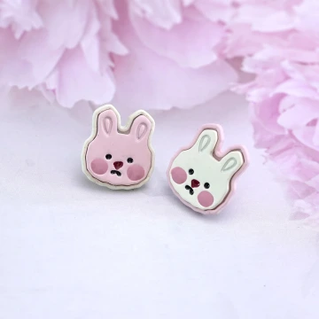 粉白綿花糖小兔×吊墜耳環