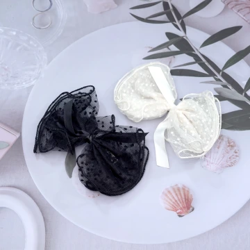 點點蕾絲薄紗蝴蝶結×蝴蝶髮夾×共二色