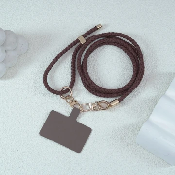 皮革編織&times;長度可調&times;手機斜背雙勾掛繩&times;棕咖