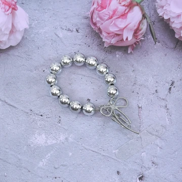 大銀珠細線蝴蝶結&times;手機掌上掛繩