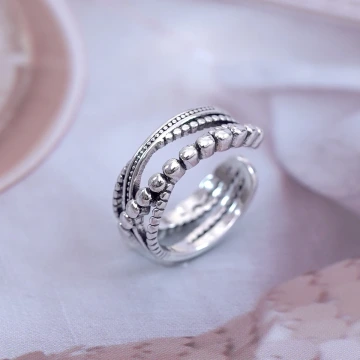 復古多層線條&times;開口戒指