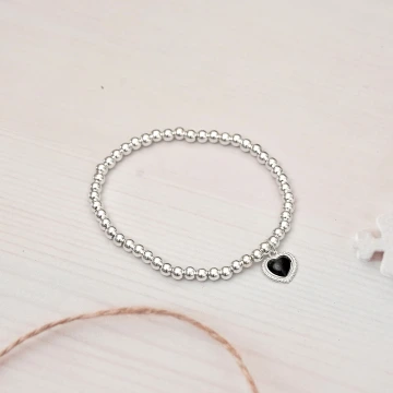 925銀飾&times;極簡黑愛心&times;串珠手環
