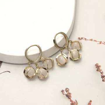 三顆貓眼珠&times;吊墜耳扣