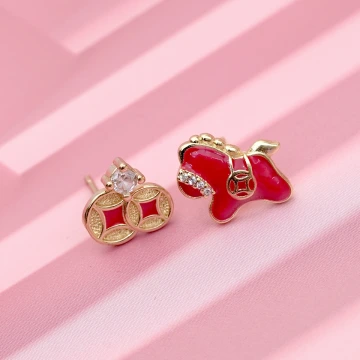 馬上發財&times;不對稱吊墜耳環