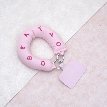 多巴胺澎澎棉字母&times;手機腕帶掛繩&times;粉紅