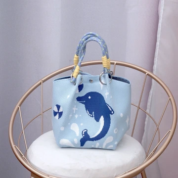 藍色海豚&times;針織手提袋