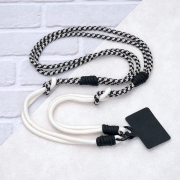 可延長運動風撞色&times;手機斜背&腕帶&times;兩用掛繩&times;黑白千鳥