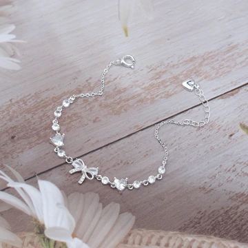 925銀飾&times;蝴蝶結愛心晶鑽&times;手鍊