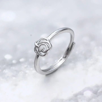 925銀飾&times;鏤空山茶花&times;開口戒指