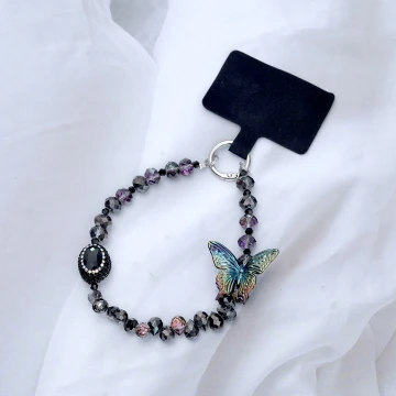 彩黑的璀璨蝴蝶&times;手機腕帶掛繩