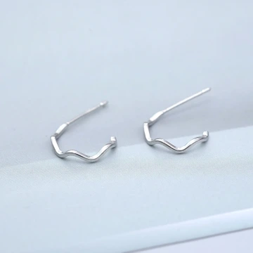 925銀針&times;波浪線條&times;耳針