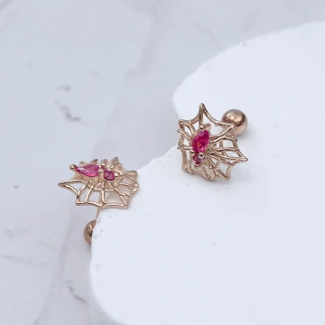 金粉紅蜘蛛&times;轉珠耳環