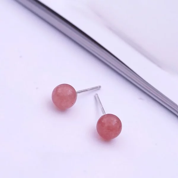 925銀針×莓晶小圓珠 ×耳針