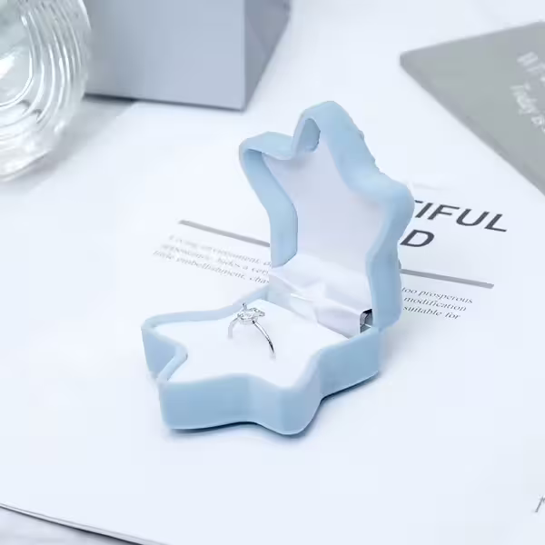 水藍海星星×適用戒指/小耳釘×絨布盒